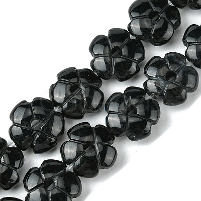 Natural Black Stone Beads Strands G-H023-B16-01-1