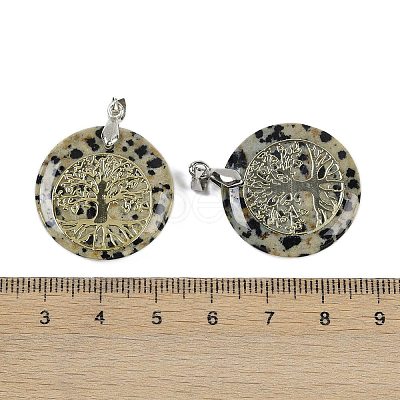 Natural Dalmatian Jasper Flat Round Pendants G-Q188-01P-14-1