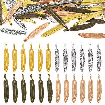 40Pcs 4 Colors Tibetan Style Alloy Big Pendants FIND-TA0009-61-1