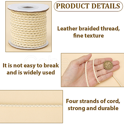 1 Roll Round Braided Cowhide Cords WL-CY0001-01B-1