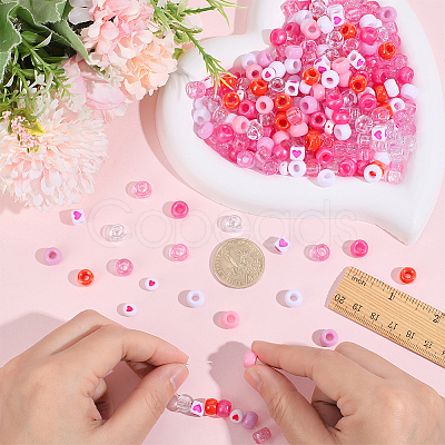 1200Pcs 10 Styles Opaque Plastic and Opaque Acrylic Beads KY-PA0001-15A-1
