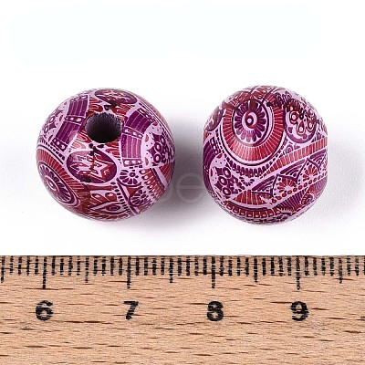 Bohemian Style Printed Schima Wood Beads WOOD-T032-31E-1
