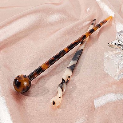 Olycraft 4Pcs 4 Style Ancient Style Cellulose Acetate(Resin) Hair Sticks MRMJ-OC0003-06-1