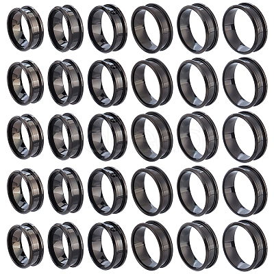 30Pcs 6 Styles 201 Stainless Steel Grooved Finger Ring Settings STAS-ME0003-12EB-1