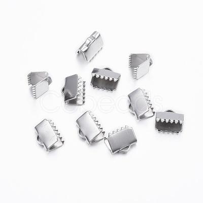 Tarnish Resistant 304 Stainless Steel Ribbon Crimp Ends STAS-H376-120-1