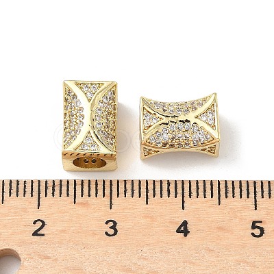 Brass Micro Pave Clear Cubic Zirconia European Beads KK-C104-02G-1