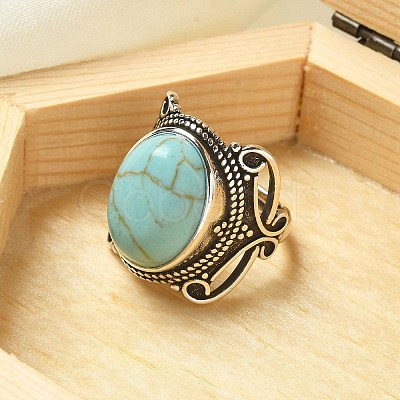 Synthetic Turquoise Adjustable Rings RJEW-I108-02AS-10-1