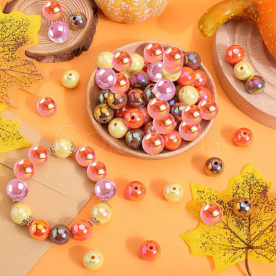 Thanksgiving Day Theme 100Pcs 5 Colors Opaque Acrylic Beads MACR-SP0001-01B-06-1