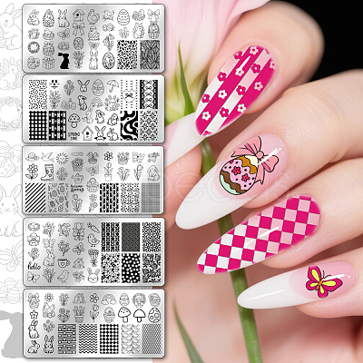 Stainless Steel DIY Nail Art Templates MRMJ-WH0098-055-1