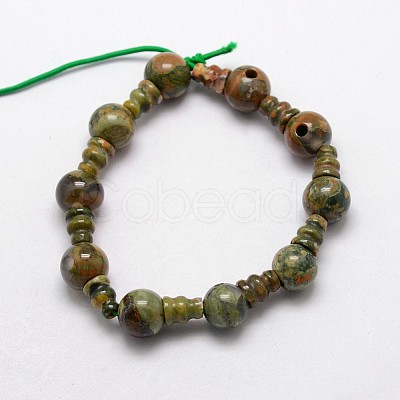 Natural Rhyolite Jasper 3-Hole Guru Bead Strands G-K149-09-1