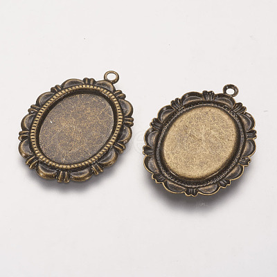 Brass Pendant Cabochon Settings KK-J045-AB-1