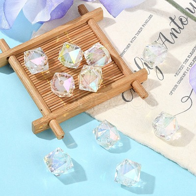 10Pcs Two Tone UV Plating Rainbow Iridescent Acrylic Beads TACR-YW0002-33C-1