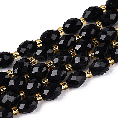 Natural Black Obsidian Beads Strands G-N342-35-8x6-01-1