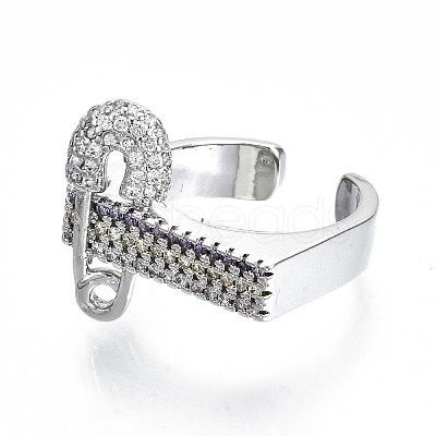 Brass Micro Pave Cubic Zirconia Cuff Rings RJEW-S045-025P-NR-1