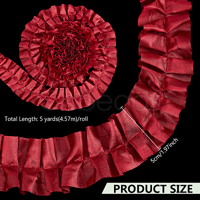 5 Yards Polyester Ruffled Trimming Lace Ribbon OCOR-WH0091-76A-1