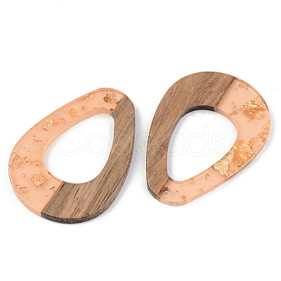 Transparent Resin & Walnut Wood Pendants RESI-S389-026A-B04-1