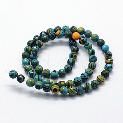 Synthetic Malachite Beads Strands G-I199-32-6mm-E-1
