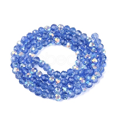 AB Color Plated Transparent Glass Rondelle Beads Strands EGLA-T029-4mm-10P-1
