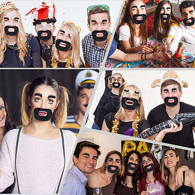 Plush Fiber Self-adhesive Artificial 2 Pairs Eyebrow & 2Pcs Mustaches DIY-GF0011-79-1