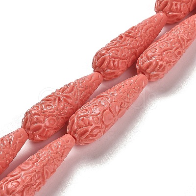 Synthetic Coral Carved Beads Strands CORA-C003-09A-03-1