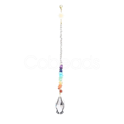 Glass Teardrop Chandelier Pendant Decorations HJEW-JM00856-1