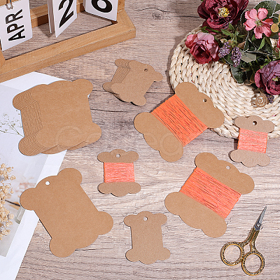 80Pcs 2 Styles Bone Shape Paper Thread Winding Boards SENE-SC0001-05-1