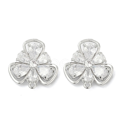 Brass Micro Pave Cubic Zirconia Stud Earring Findings LS-KK-Z094-09P-1