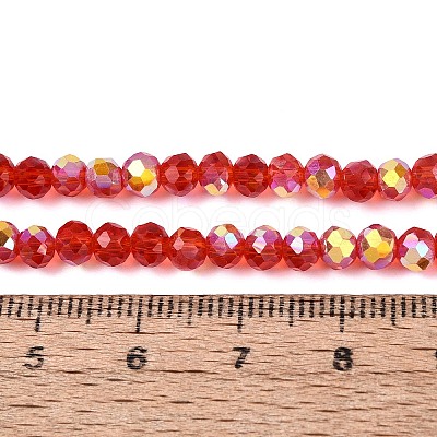 AB Color Plated Transparent Glass Rondelle Beads Strands EGLA-T029-4mm-10B-1