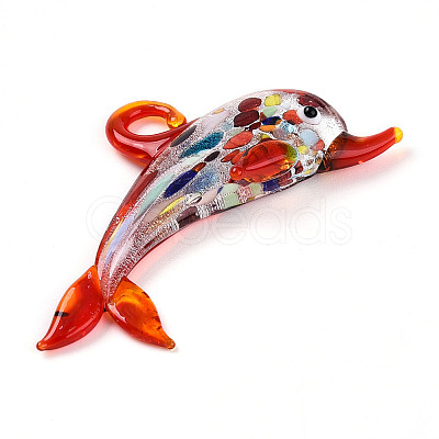 Handmade Silver Foil Lampwork Big Pendants LAMP-T023-13E-1
