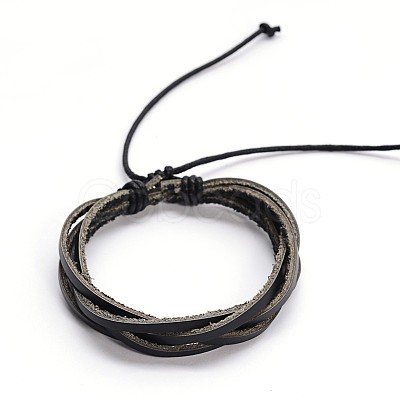 Adjustable Twine Style Leather Cord Bracelets BJEW-F173-09-1