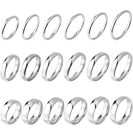 18Pcs 18 Styles 201 Stainless Steel Finger Rings RJEW-SC0001-37P-1