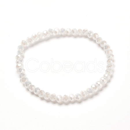 Faceted Glass Rondelle Beads Stretch Bracelet for Kid BJEW-JB06807-14-1