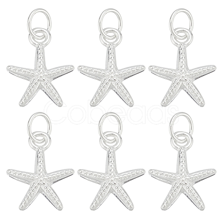 6Pcs 925 Sterling Silver Starfish Charms FIND-HY0004-20-1