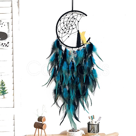 Cat Woven Net/Web with Feather Pendant Decoration PW-WGF66F3-04-1