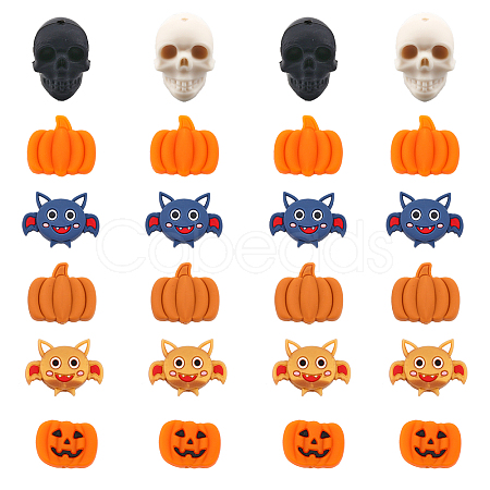 CHGCRAFT 8 Style Halloween Theme Food Grade Eco-Friendly Silicone Beads SIL-CA0001-68-1