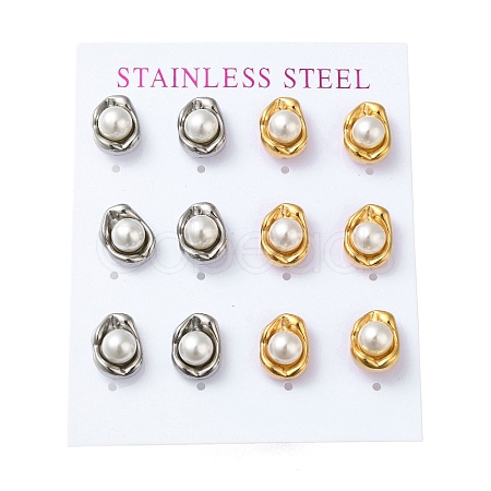 PVD Vacuum Plating 304 Stainless Steel Stud Earring EJEW-C099-01GP-1