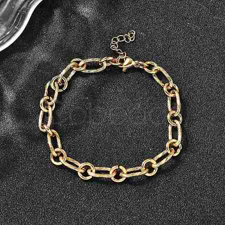 304 Stainless Steel Link Chain Bracelets for Women Men BJEW-A050-01G-1
