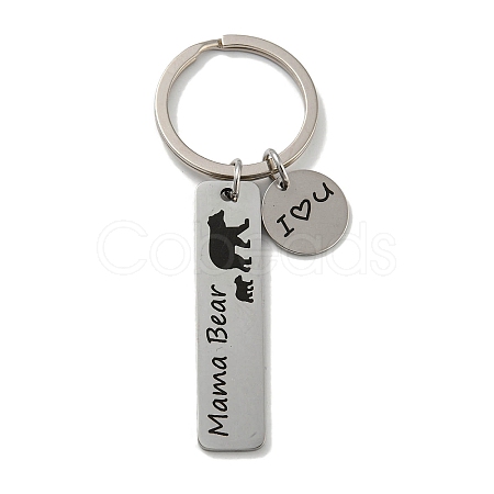 Mother's Day Gift 201 Stainless Steel Word Mama Bear Keychains KEYC-E040-01P-04-1