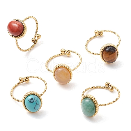 Oval Natural & Synthetic Gemstone Finger Rings RJEW-JR00748-01-1