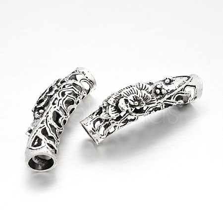 Tibetan Style Alloy Hollow Curved Tube Beads PALLOY-J577-04AS-1