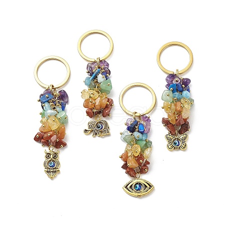 Chakra Natural Gemstone Chip Bead Keychain KEYC-JKC00415-01-1