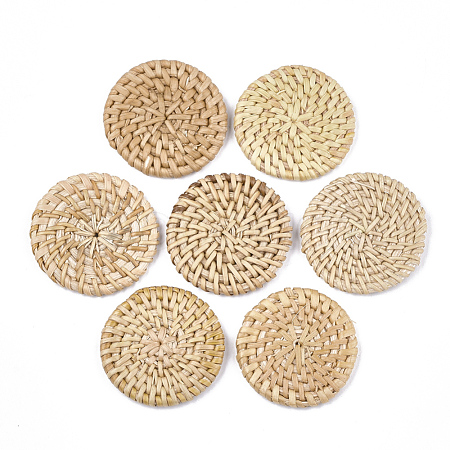 Handmade Reed Cane/Rattan Woven Beads WOVE-T006-128B-1