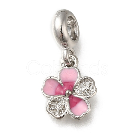 Rack Plating Alloy Pink Enamel European Dangle Charms PALLOY-A009-07P-1