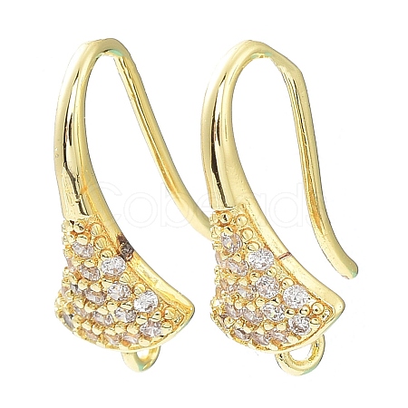 Brass Micro Pave Clear Cubic Zirconia Earring Hooks KK-R149-22G-1