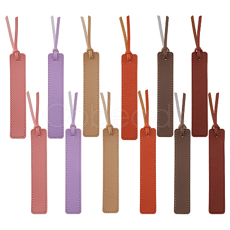 12Pcs 6 Colors PU Leather Bookmark AJEW-FH0006-23-1