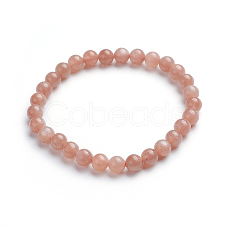 Natural Sunstone Stretch Bracelets BJEW-E373-6mm-13-1