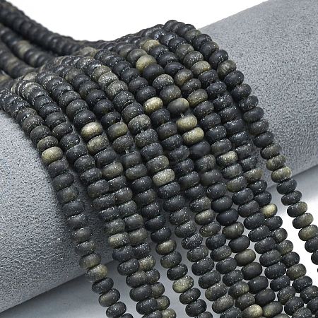 Natural Golden Sheen Obsidian Beads Strands G-P575-A29-6x4mm-1