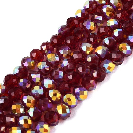 AB Color Plated Transparent Glass Rondelle Beads Strands EGLA-T029-4mm-10C-1