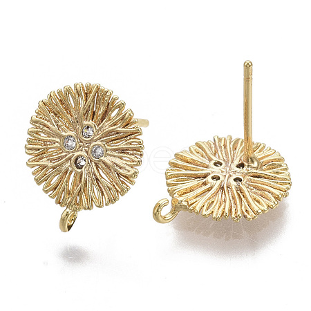 Brass Micro Pave Cubic Zirconia Stud Earring Findings KK-T056-05G-NF-1