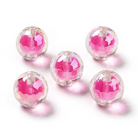 Two Tone UV Plating Rainbow Iridescent Acrylic Beads TACR-D010-03B-03-1